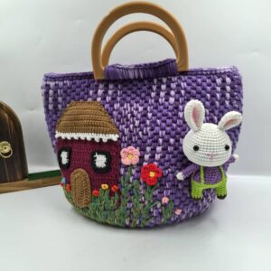 Fully hand-woven purple handbag, a handmade gift for girls