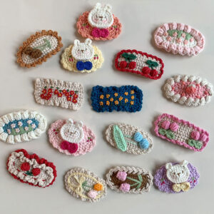 Crochet embroidery handmade hairpin for girls, cute flower bang clip for hair accessories