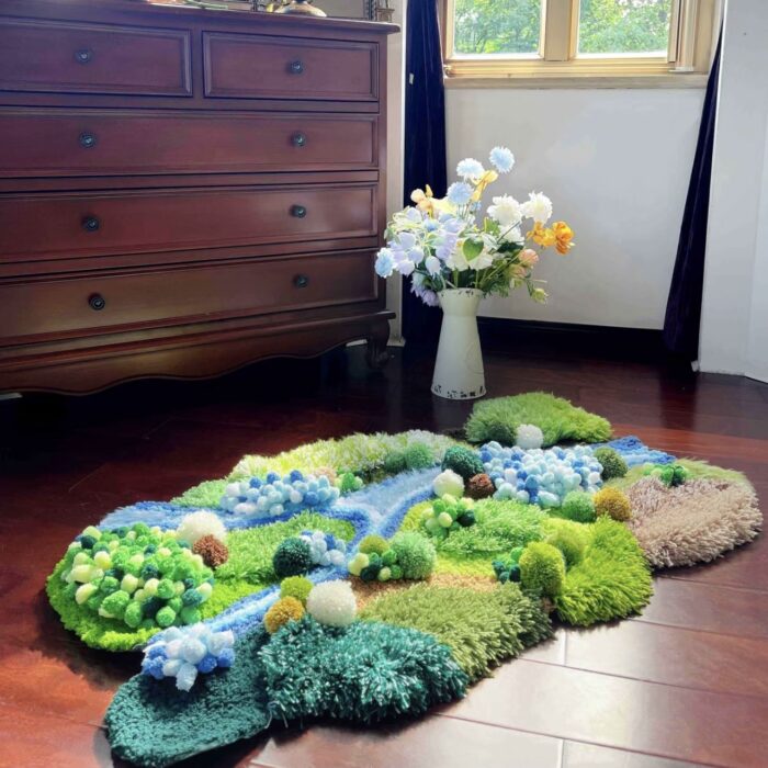 Custom Handmade Crochet Forest Rug