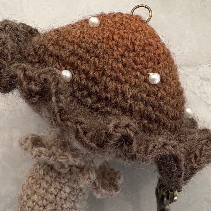 Handmade Crochet Poison Mushroom Bag Charm Amigurumi Fungus Keychain Unique Hand Dyed Yarn Gift3