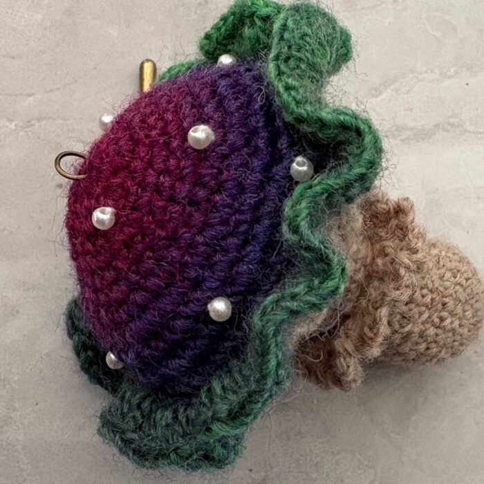 Handmade Crochet Poison Mushroom Bag Charm Amigurumi Fungus Keychain Unique Hand Dyed Yarn Gift4
