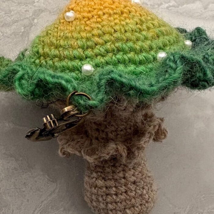 Handmade Crochet Poison Mushroom Bag Charm Amigurumi Fungus Keychain Unique Hand Dyed Yarn Gift5