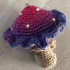 Handmade Crochet Poison Mushroom Bag Charm Amigurumi Fungus Keychain Unique Hand Dyed Yarn Gift6
