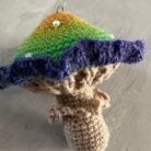 Handmade Crochet Poison Mushroom Bag Charm Amigurumi Fungus Keychain Unique Hand Dyed Yarn Gift7
