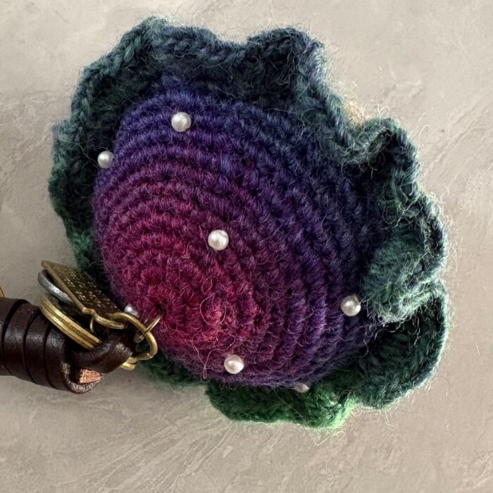 Handmade Crochet Poison Mushroom Bag Charm Amigurumi Fungus Keychain Unique Hand Dyed Yarn Gift9
