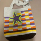 Handmade Striped Contrast Crochet Tote Summer Beach Bag
