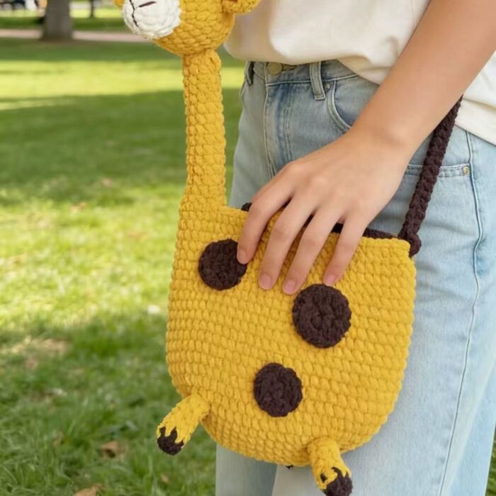 DIY Crochet Giraffe Kit – Handmade Yarn Bag Making Set for Kids (Crossbody Bag & Amigurumi Toy Gift)